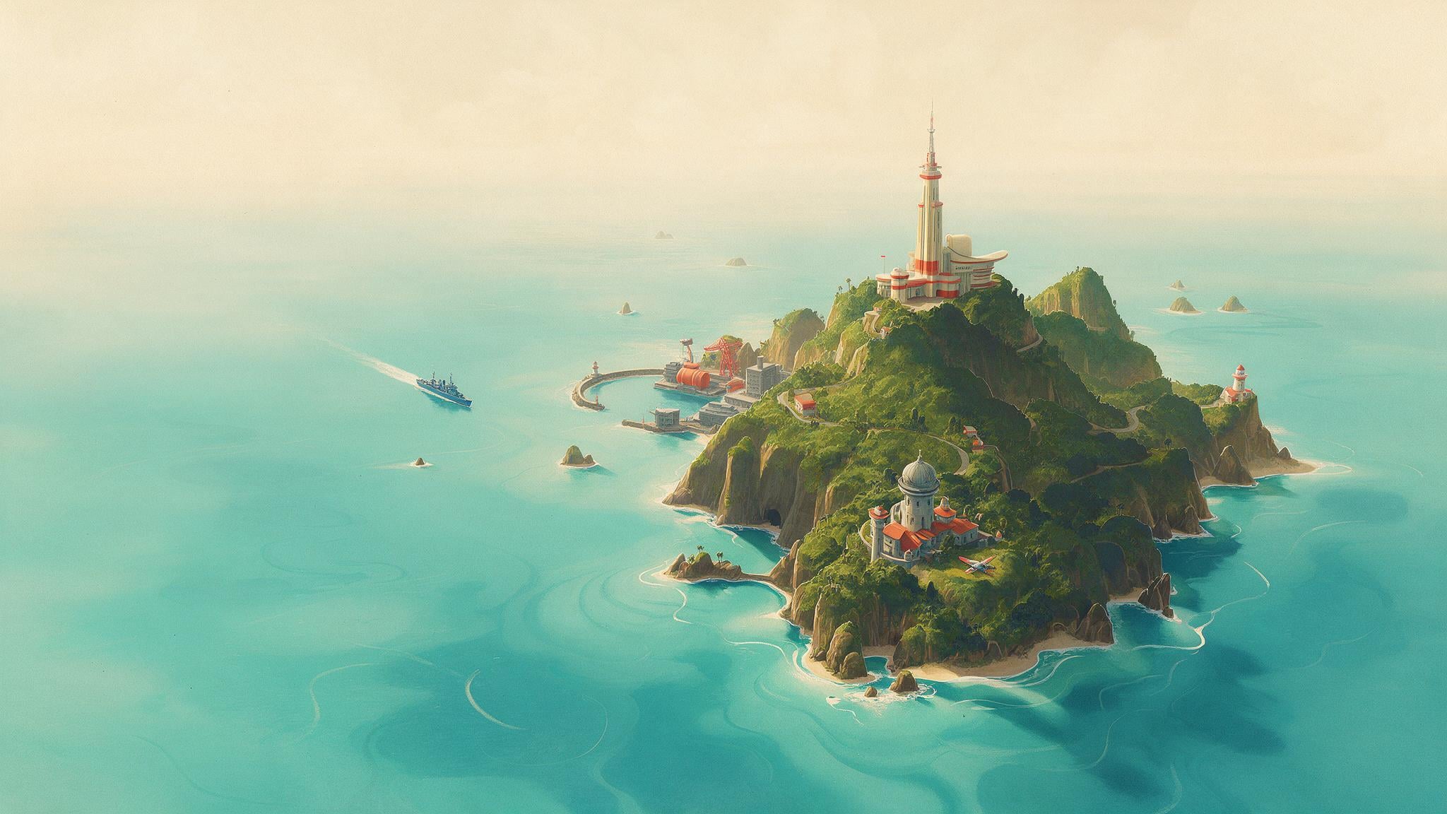 Lost Island Entertainment studio illustration.